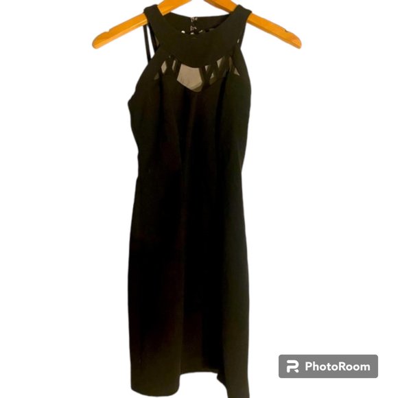 Speechless Juniors black halter mini dress with mesh in front strappy back sz 0 - Picture 2 of 6